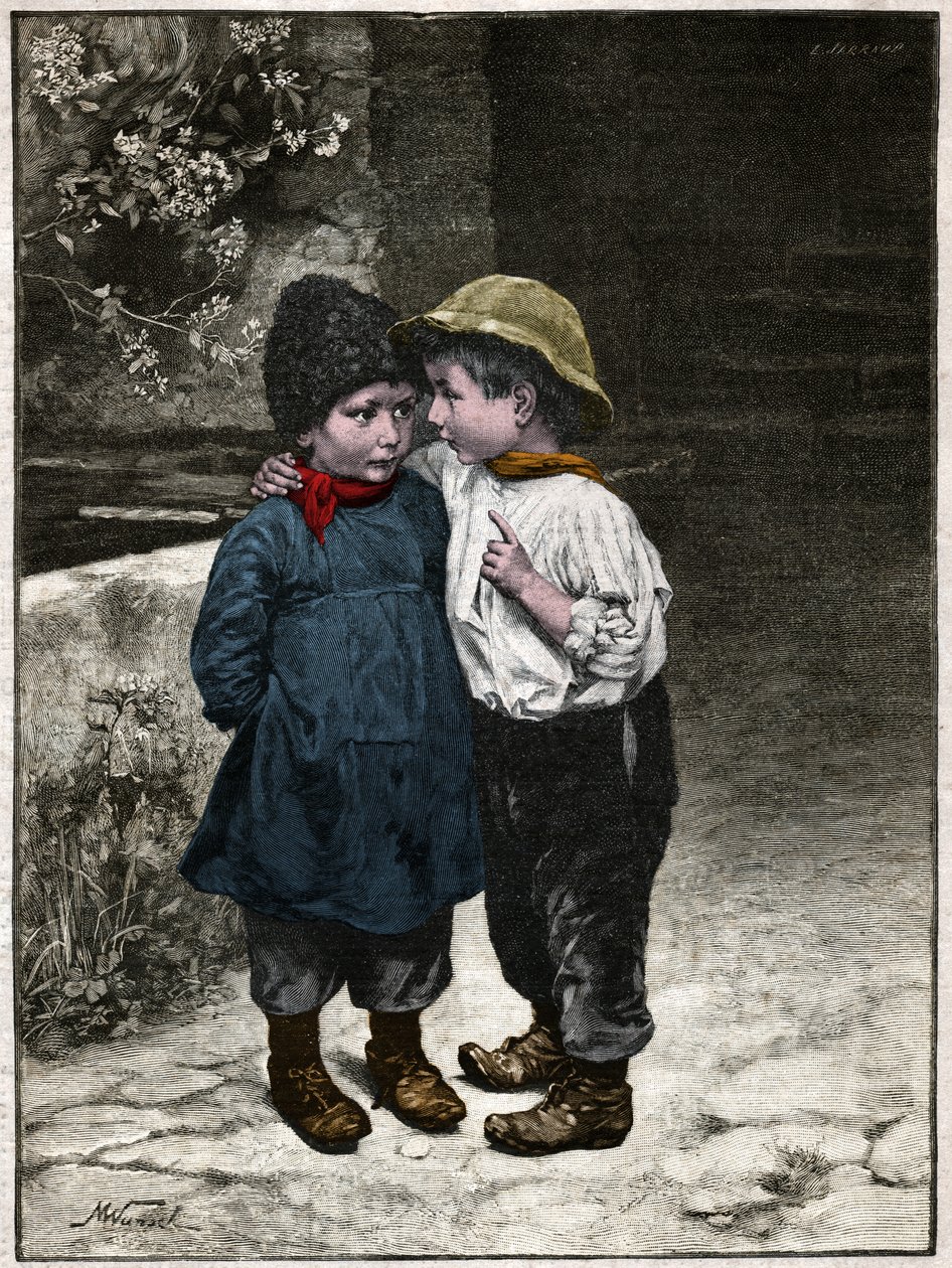Dyskusja dzieci. 1901 (grawerowanie) autorstwa . .