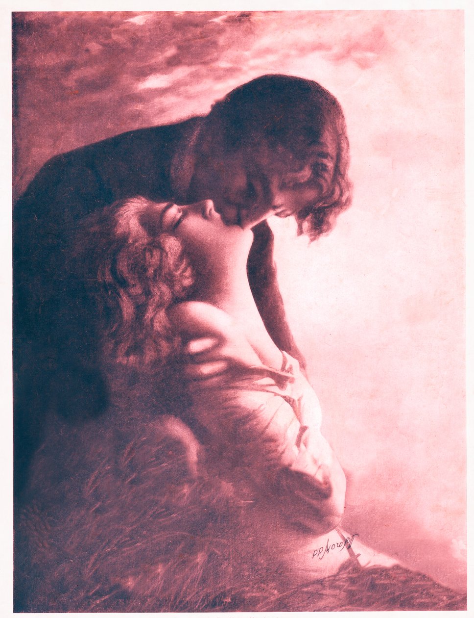 Para całuje. ok. 1920 (ilustracja) autorstwa . .