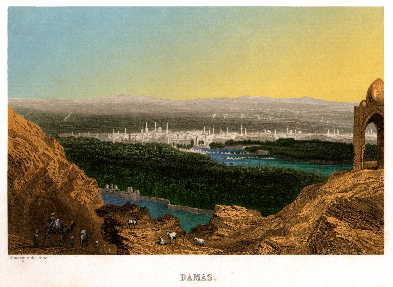 Damaszek w Syrii, ok. 1850 (rycina) autorstwa . .