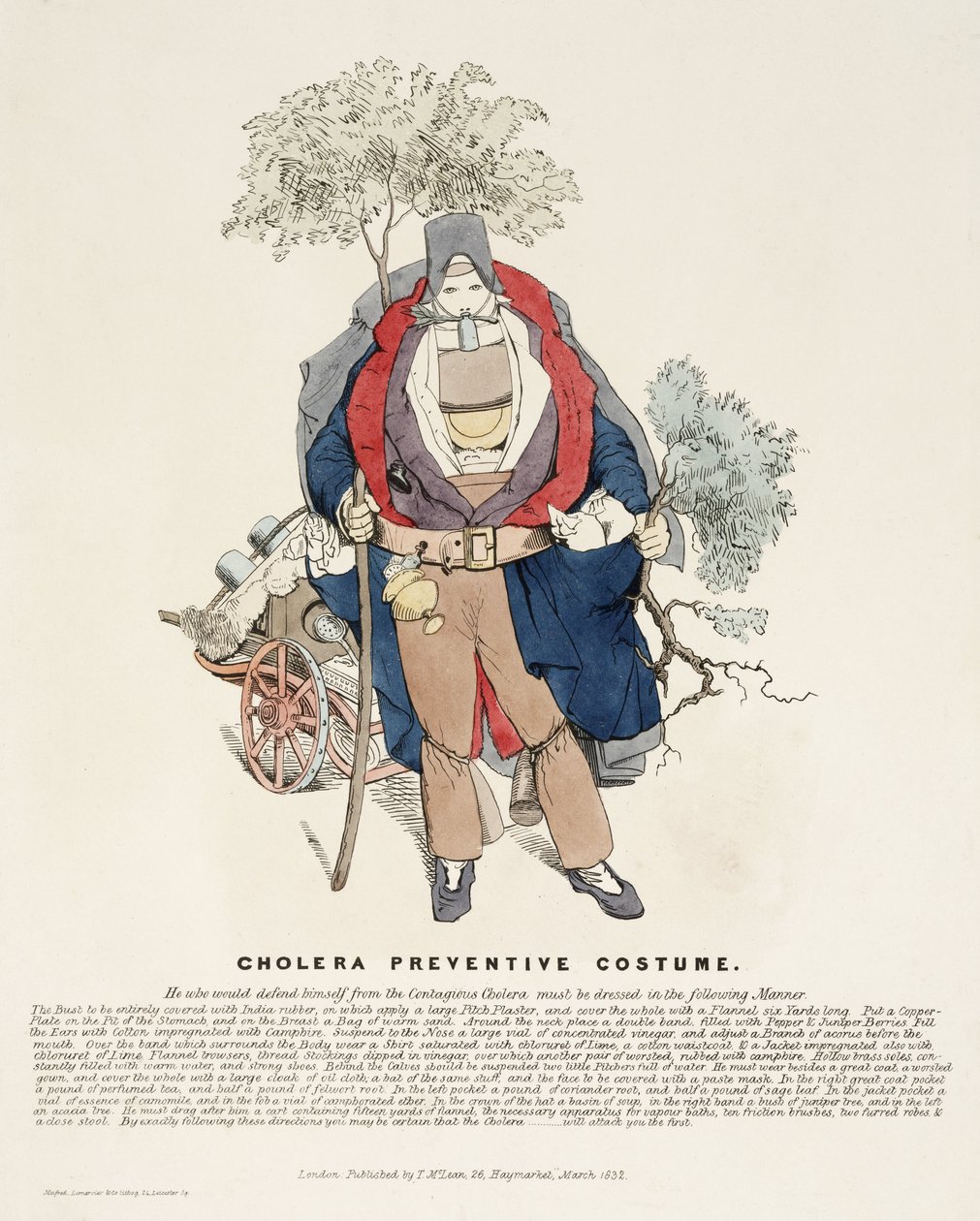 Choroby, Cholera „Strój zapobiegawczy cholery”, marzec 1832 r. autorstwa Frederick (attr. to) Barnard