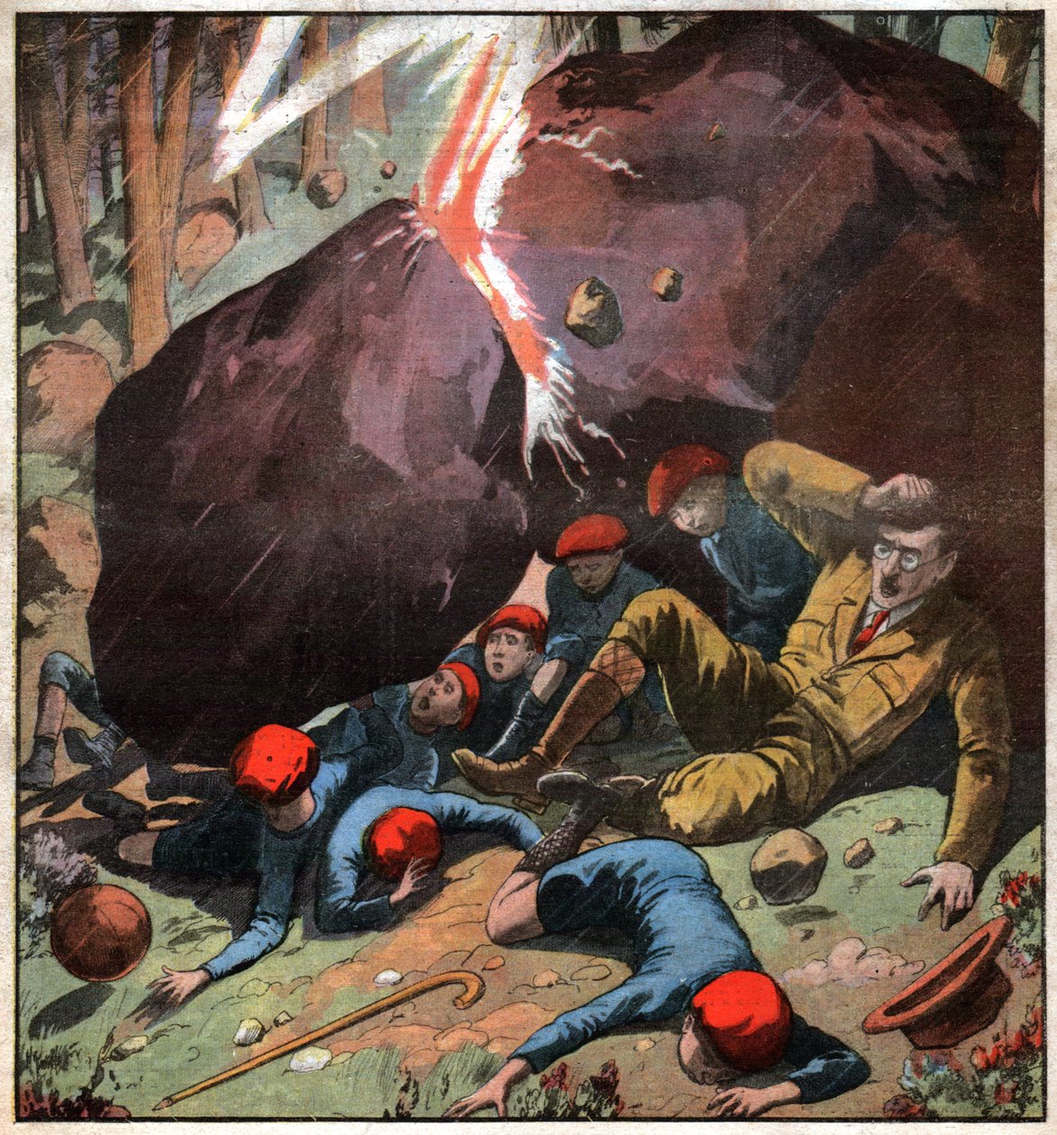 Dzieci porażone piorunem. Dzieci uderzone piorunem. autorstwa Ferdinand Georg Waldmuller