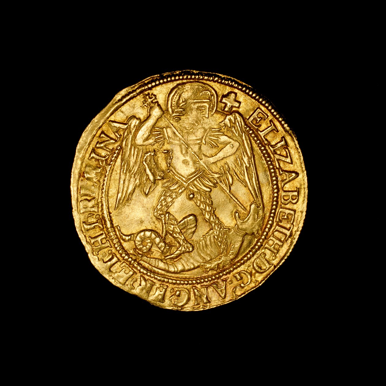 Angielski młotkowany złoty anioł Coin autorstwa Hippolyte Lalaise Devéria