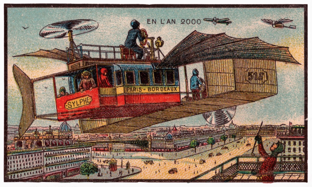 Latający autobus w Paryżu, ok.1910 autorstwa . .