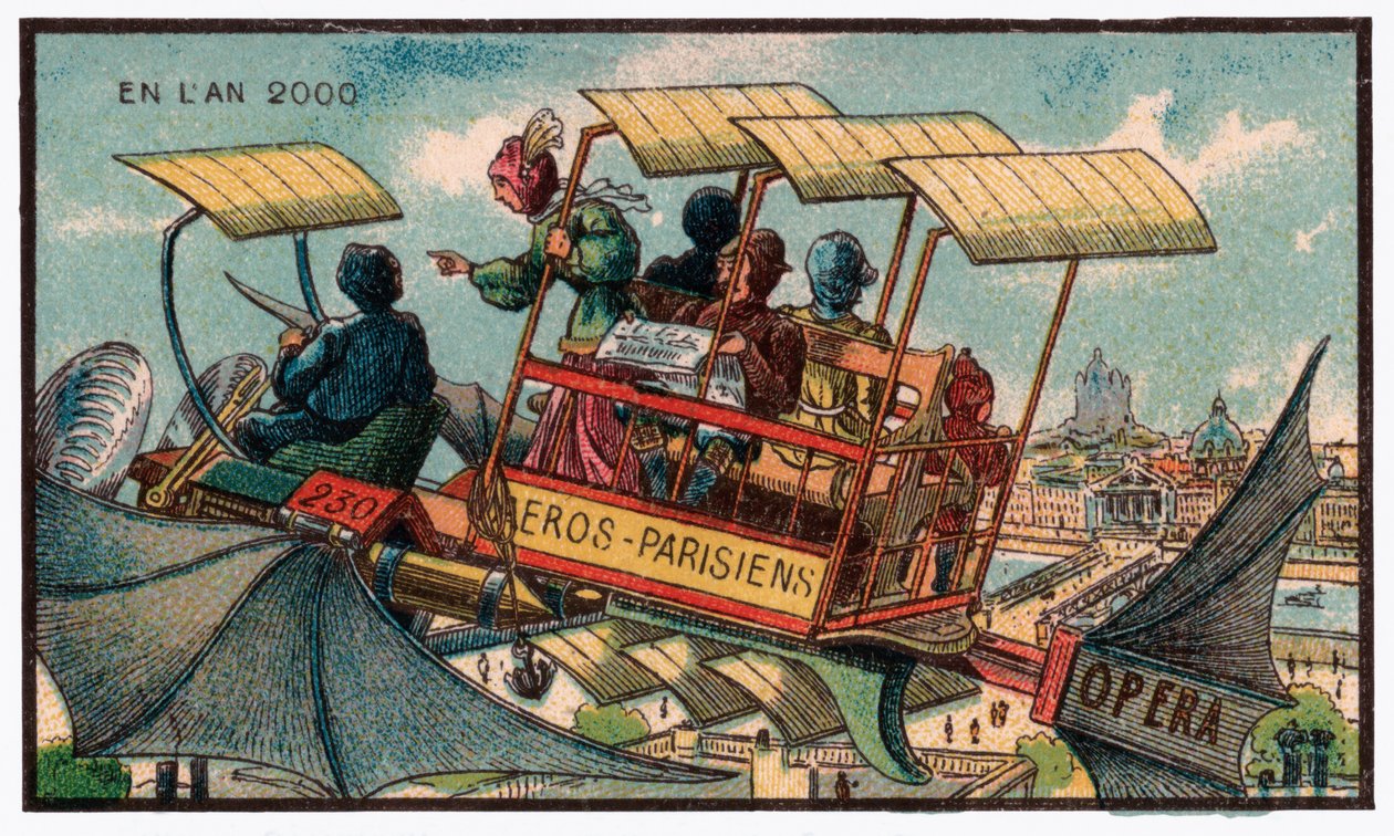 Latający autobus w Paryżu, ok.1910 autorstwa . .