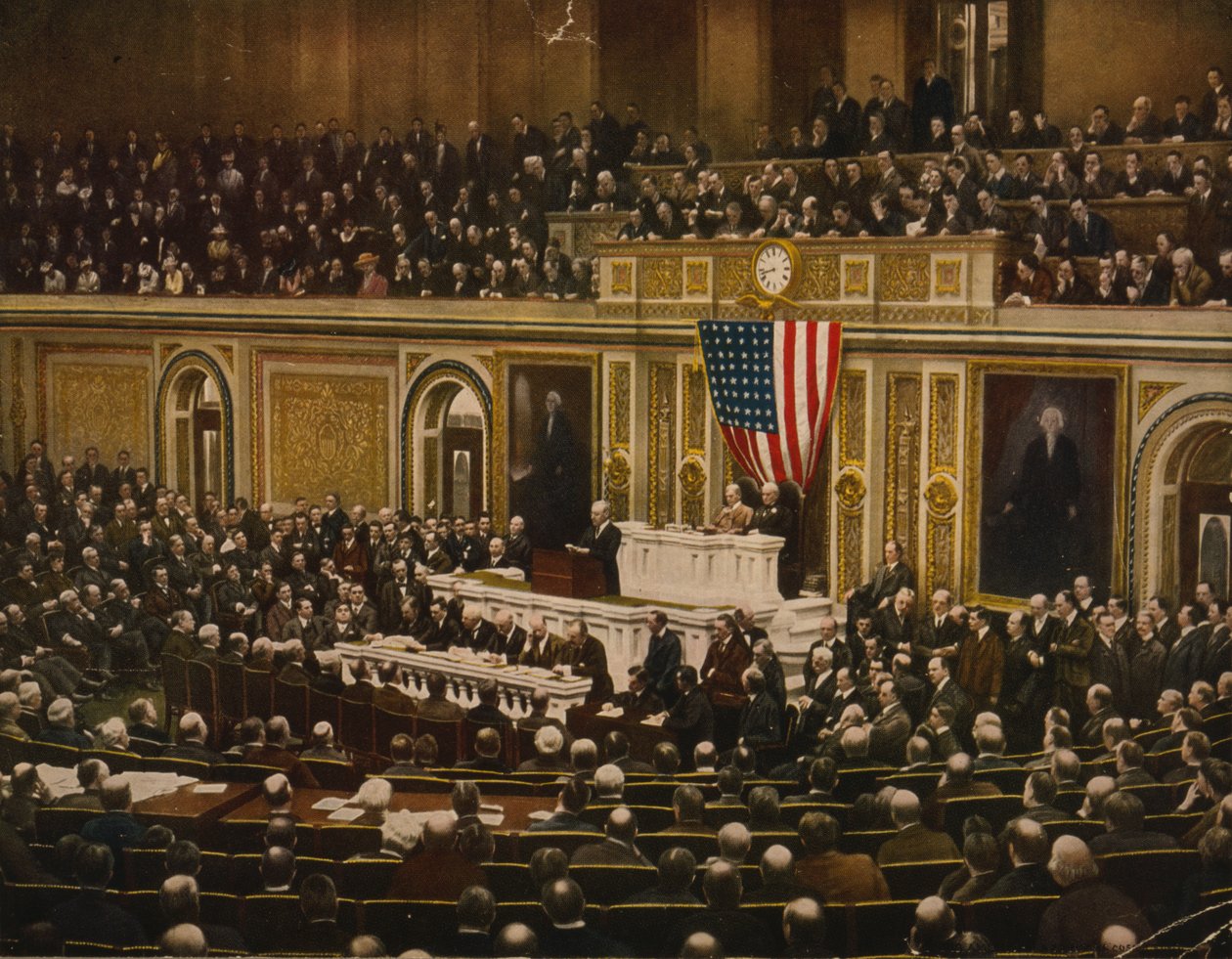 O wolność świata prezydent Woodrow Wilson prosi Kongres o wypowiedzenie wojny Niemcom, 2 kwietnia autorstwa . .