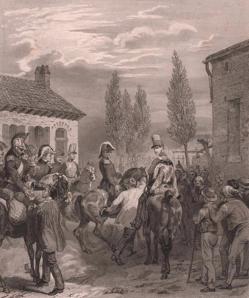 Armia francuska wkraczająca do Belgii, sierpień 1831, staloryt na papierze porcelanowym autorstwa William Walcutt
