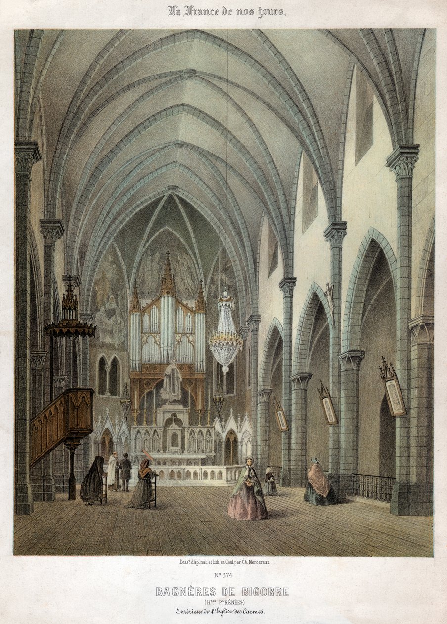 Wnętrze kościoła karmelitów w Bagneres de Bigorre. ok. 1870 (Grawerowanie) autorstwa . .