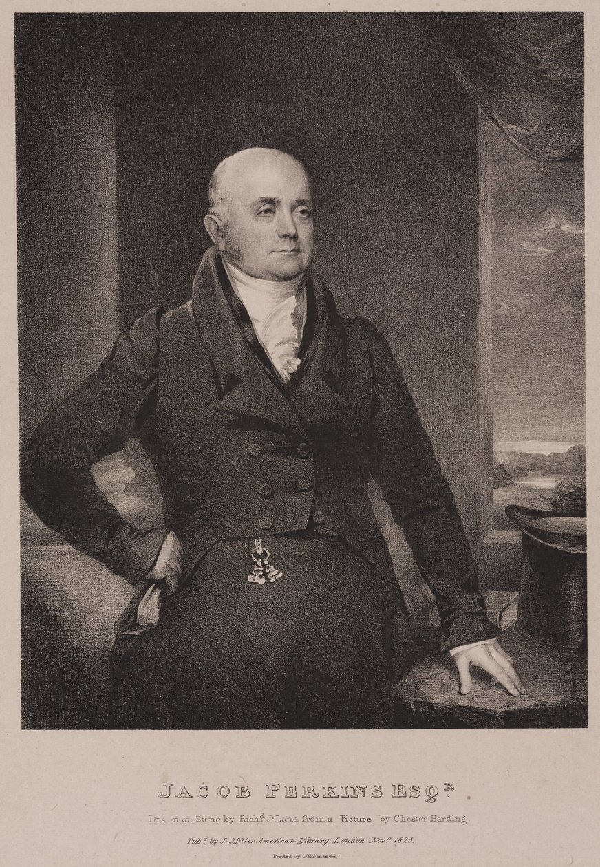 Jacob Perkins, amerykański inżynier mechanik i wynalazca autorstwa Frederick (attr. to) Barnard