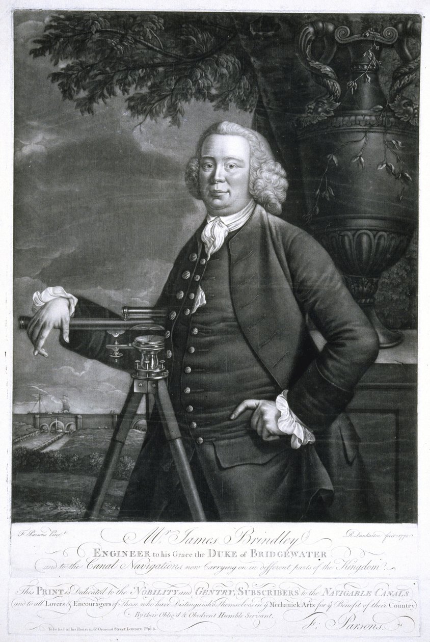 James Brindley, brytyjski inżynier budownictwa i budowniczy kanałów autorstwa Frederick (attr. to) Barnard