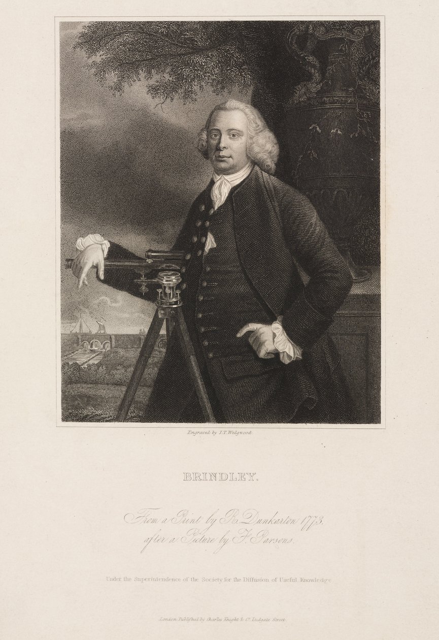 James Brindley, brytyjski inżynier budownictwa i budowniczy kanałów autorstwa Frederick (attr. to) Barnard