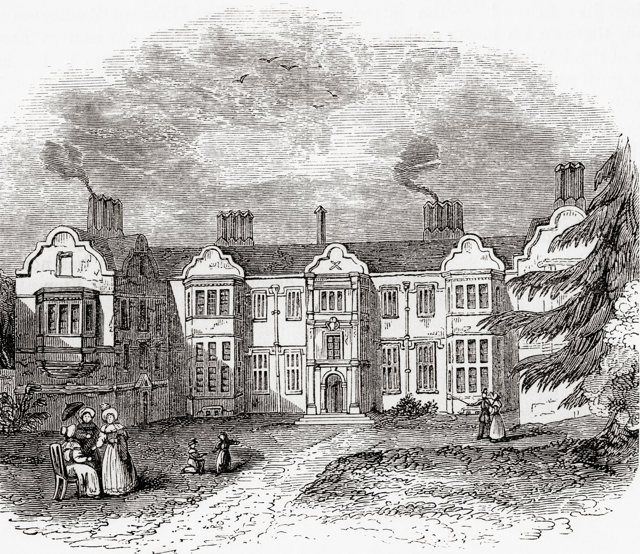 Ladye Place, Hurley, Berkshire, Anglia, widziana tutaj na początku XIX wieku. autorstwa . .
