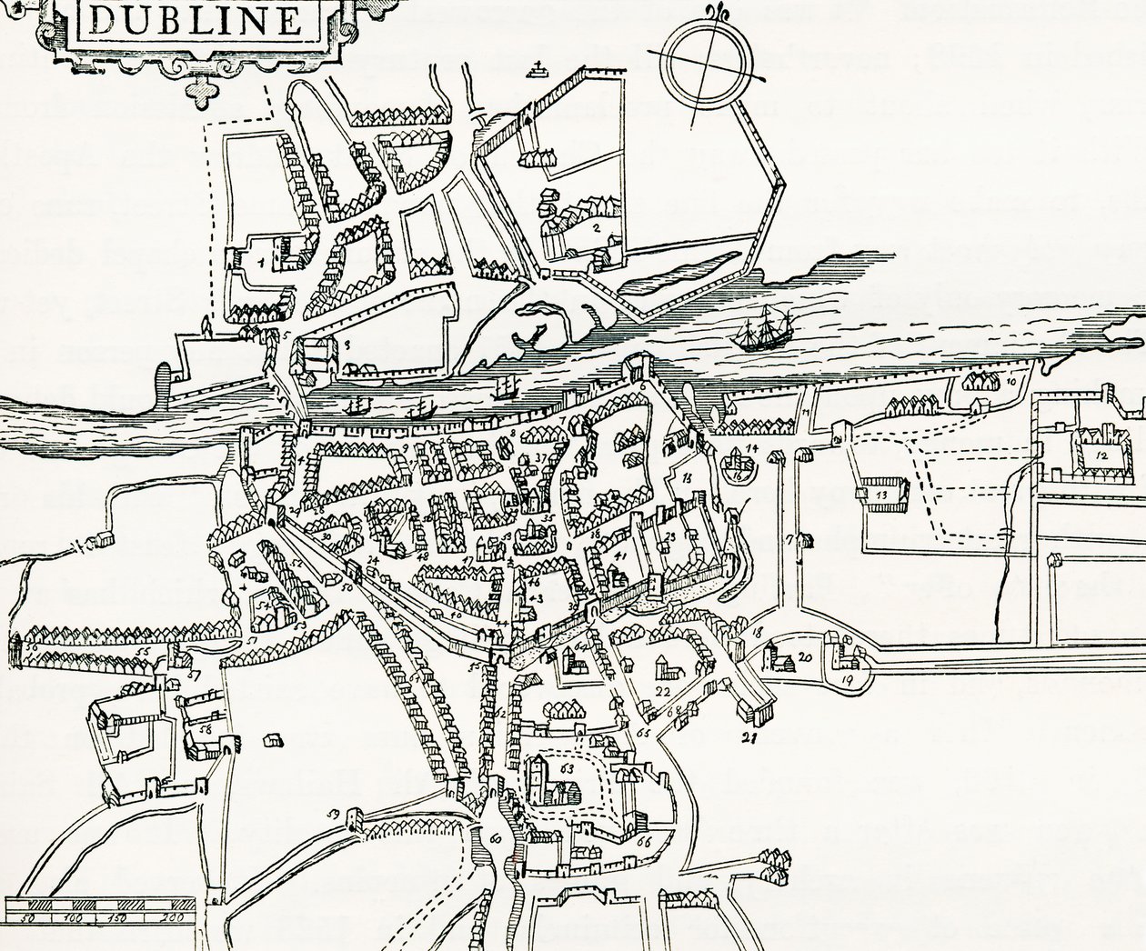 Mapa Dublina, Irlandia w 1610, z Naszego Kraju opublikowana 1898 autorstwa Ferdinand Georg Waldmuller