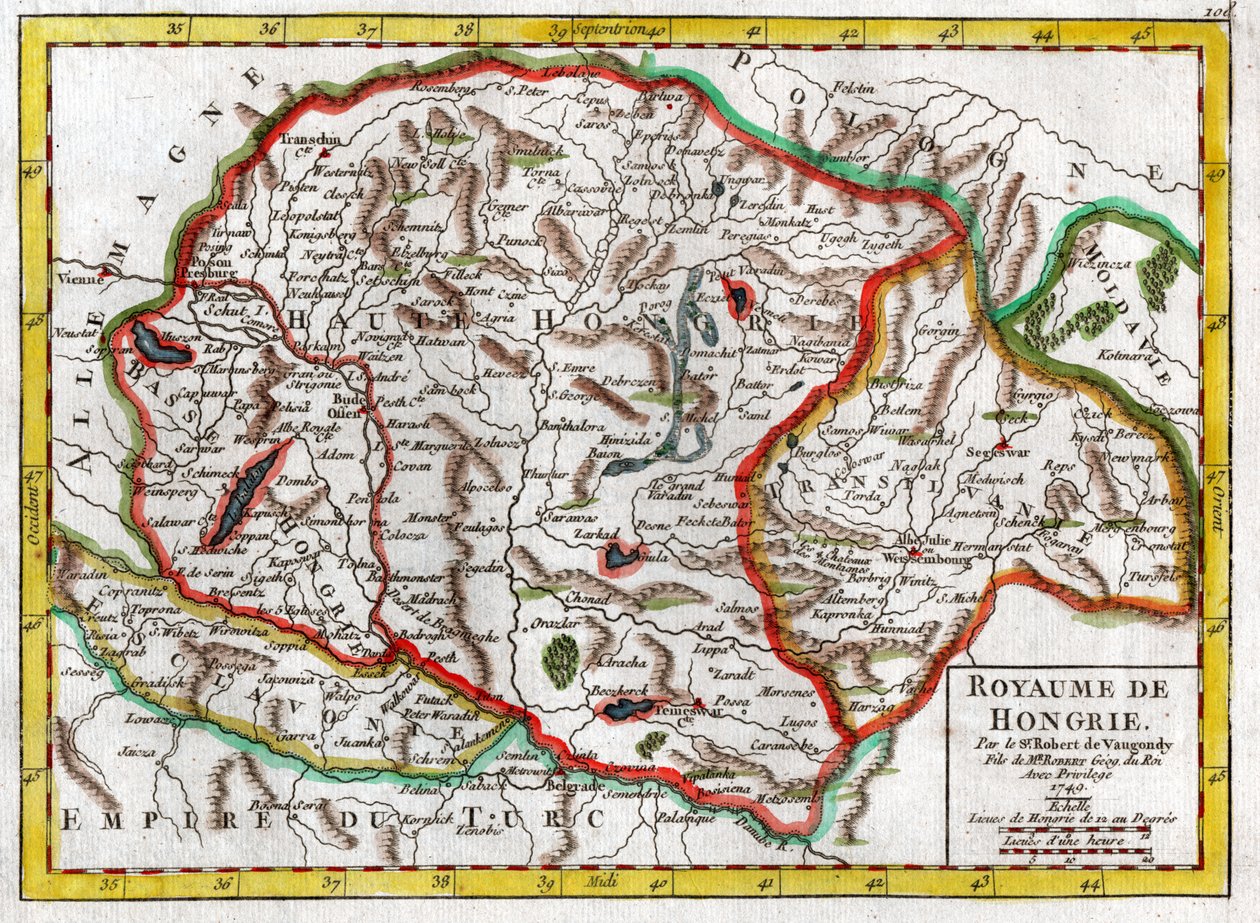Mapa Węgier 1749 autorstwa . .