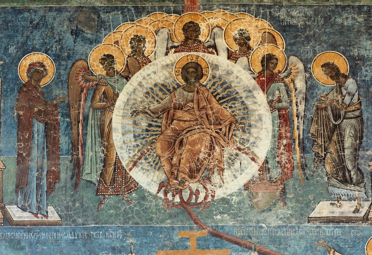 Klasztor (manastirea Voronet). Kościół. Zewnętrzny. Malowidła ścienne. Strona zachodnia. Szczegół. autorstwa . .