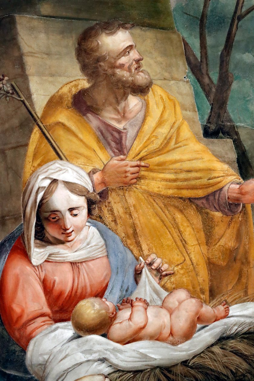 Szopka. Święta Rodzina. Bazylika Santa Maria delle Vigne. Genua. Włochy. autorstwa . .