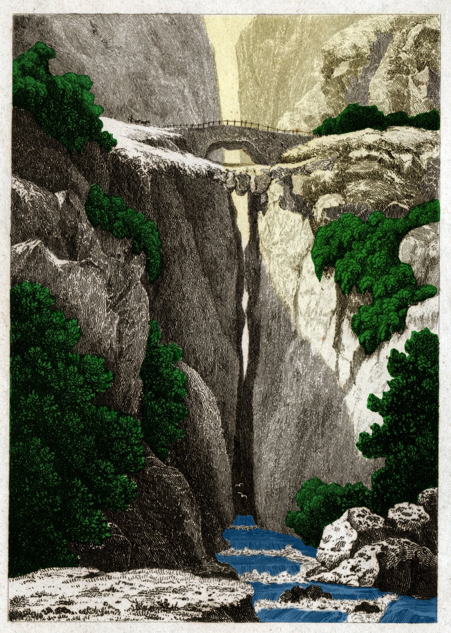 Naturalne mosty Icononzo, Kolumbia. ok. 1840 (Grawerowanie) autorstwa . .