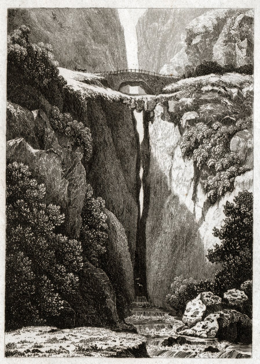 Naturalne mosty Icononzo, Kolumbia. ok. 1840 (Grawerowanie) autorstwa . .