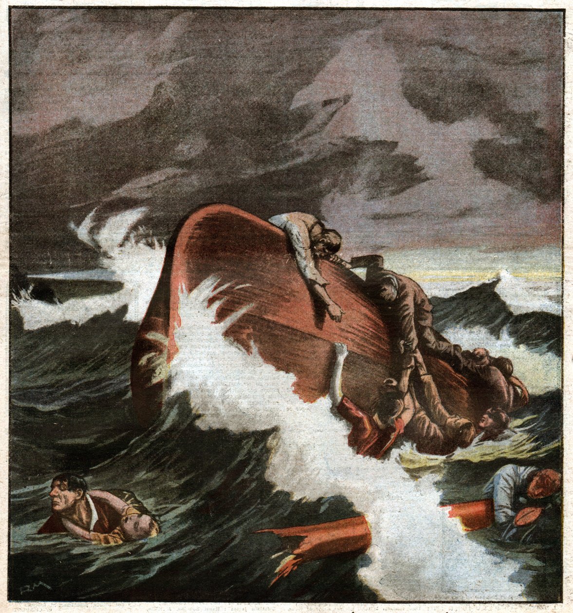 Wrak łodzi na Morzu Śródziemnym. Wrak statku na Morzu Śródziemnym. autorstwa Ferdinand Georg Waldmuller