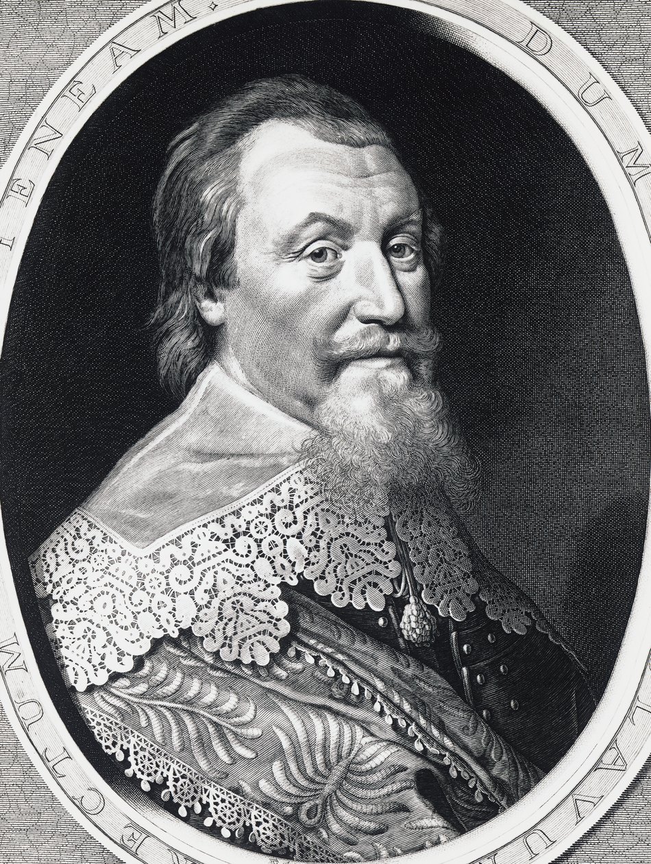 Portret Axela Gustafssona Oxenstierny (1583-1654), Wielkiego Kanclerza Szwecji, grawerowanie autorstwa William Walcutt