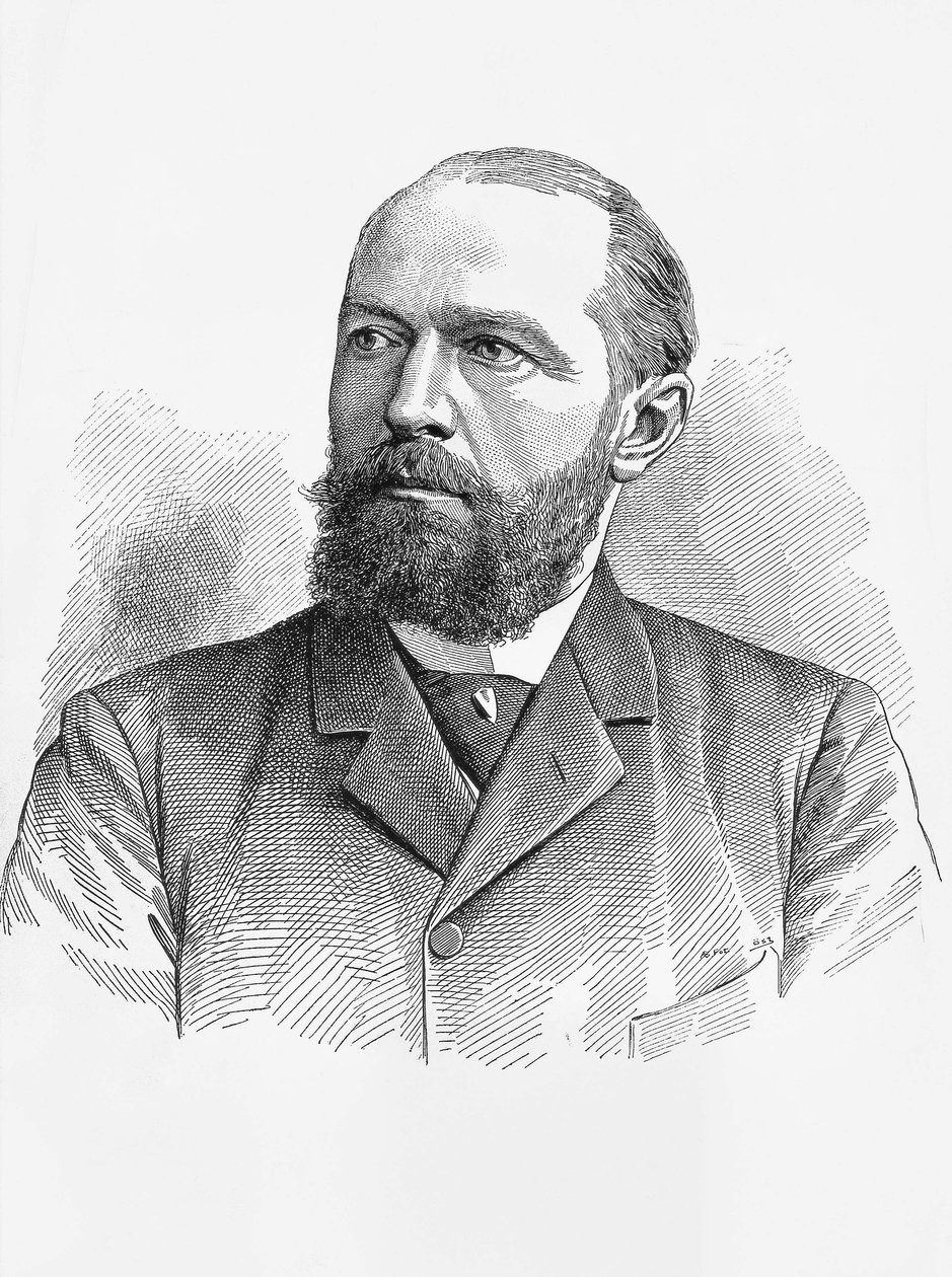 Portret Emila von Behringa (1854-1917), niemieckiego fizjologa i bakteriologa, Nagroda Nobla w dziedzinie chemii w 1901 r., rycina autorstwa William Walcutt
