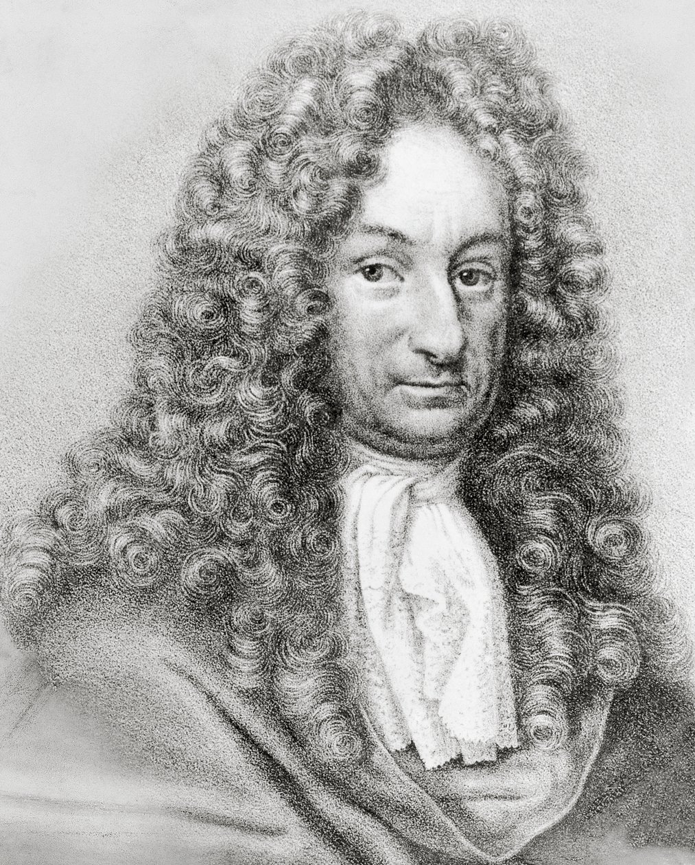 Portret Gottfrieda Wilhelma von Leibniza (1646-1716), niemieckiego matematyka, filozofa i naukowca, grawerowanie autorstwa William Walcutt