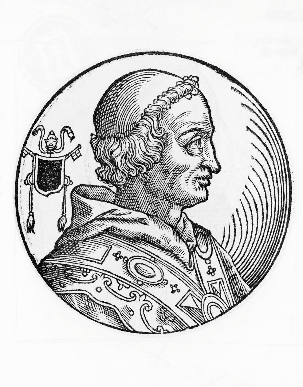 Portret Jana V (635-686), 82. papieża Kościoła katolickiego z 685, rycina autorstwa William Walcutt