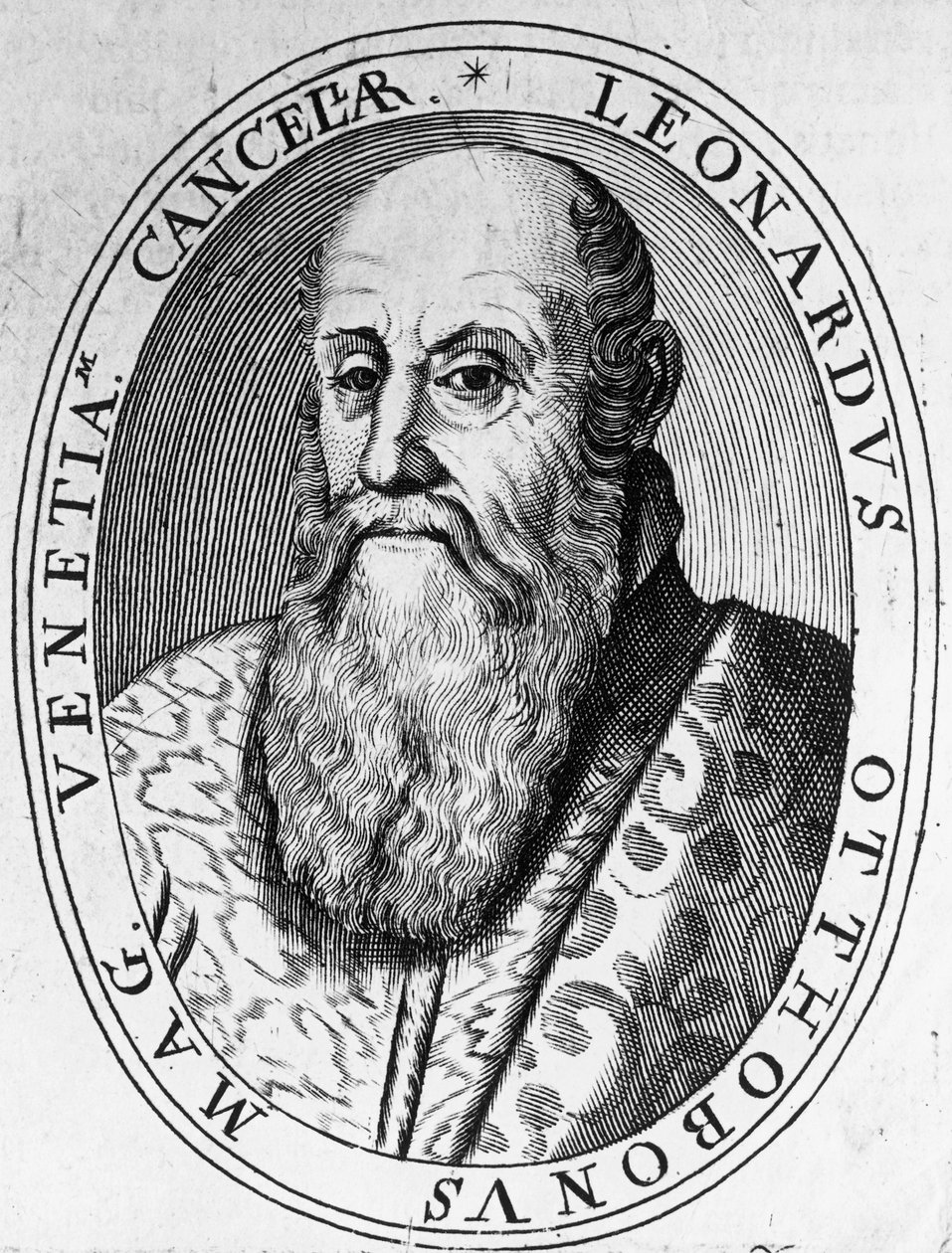 Portret Leonarda Ottoboniego (XVI-XVII w.), Wielki Kanclerz Wenecji, rycina autorstwa William Walcutt