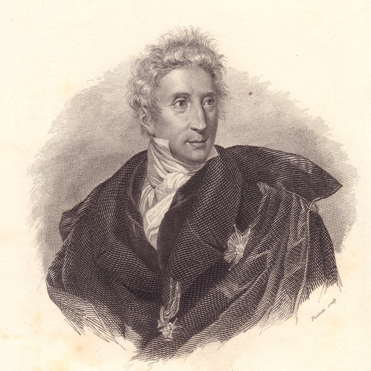 Portret historyka sztuki Leopoldo Cicognara (1767-1834), miedzioryt Fusinati z portretu Lippariniego autorstwa William Walcutt