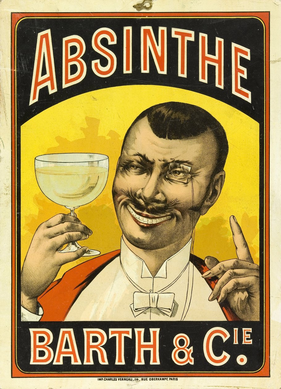 Reklama absyntu Barth & Cie w Chalon sur Saone (Saone et Loire, Francja), ok. 1890 autorstwa Frederick (attr. to) Barnard