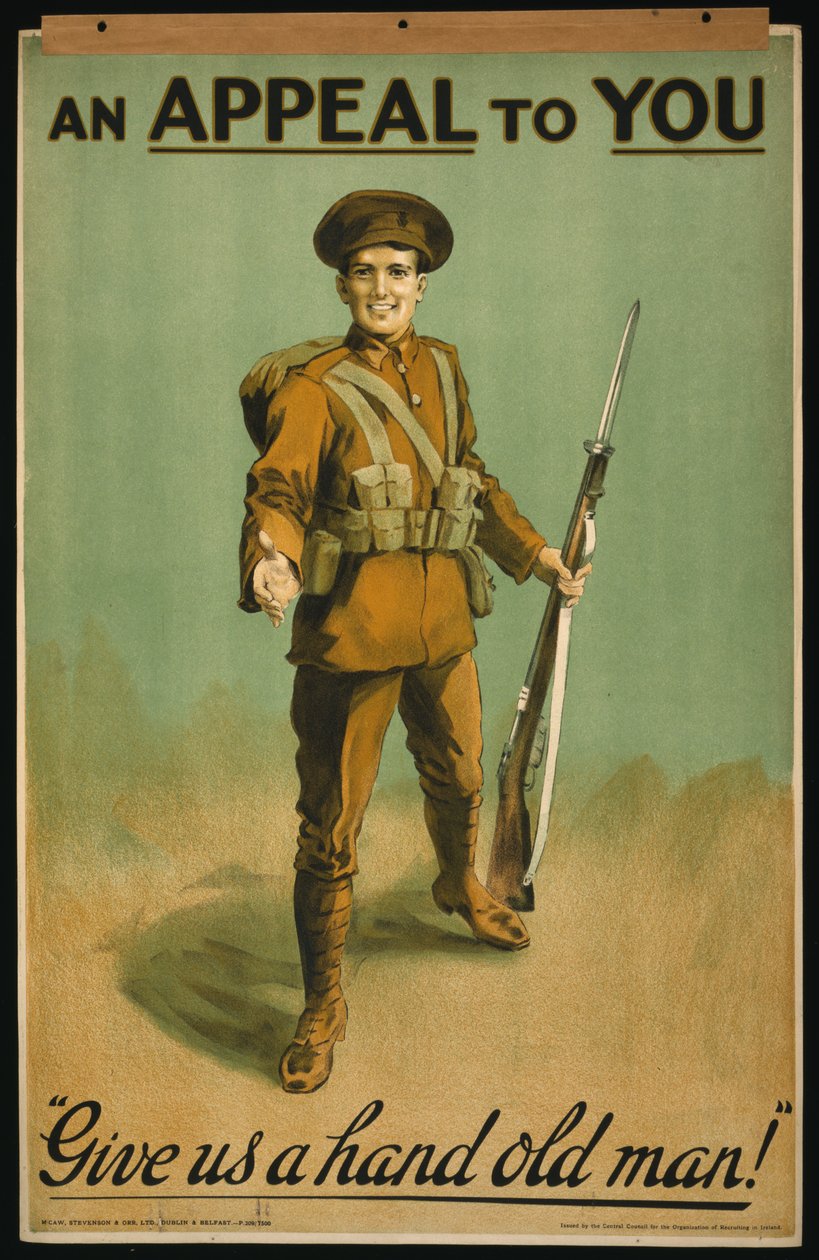 Plakat Rekrutacyjny "Apel do Ciebie", Pomóż nam staruszku! 1915 (kolor lito) autorstwa . .