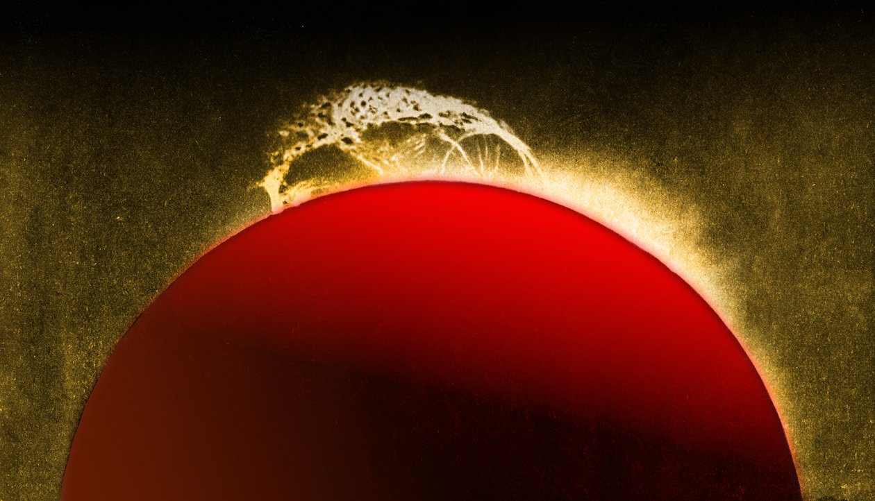 Erupcja słoneczna sfotografowana w 1929 r. (druk) autorstwa . .