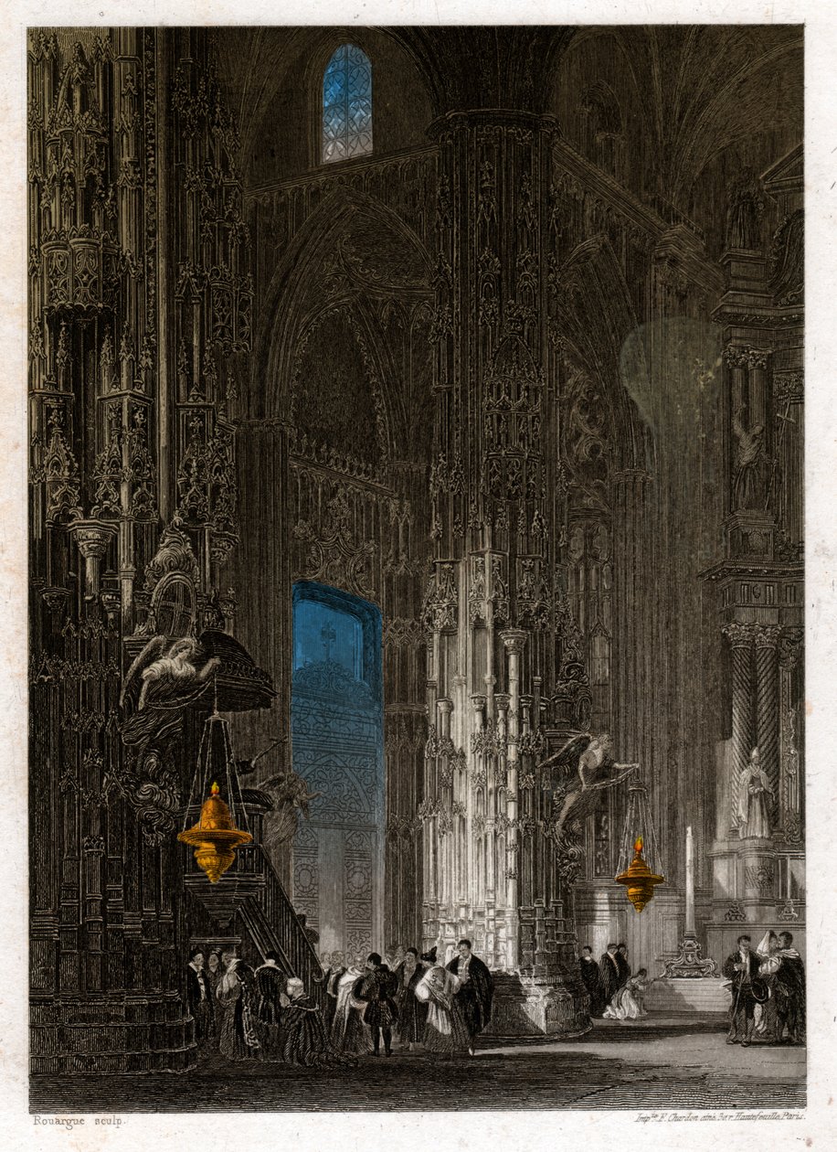 Katedra Świętego Zbawiciela w Jerez de la Frontera (Xeres). ok. 1840 r. (grawerowanie) autorstwa . .