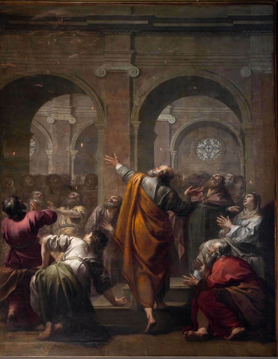 Zejście Ducha Świętego, maj 1634, Jacques Blanchard (1600-1638). Katedra Notre Dame de Paris - Paryż 4 - XIII, XIII, XIX, rehabilitacja przez Viollet-le-Duc - autorstwa . .