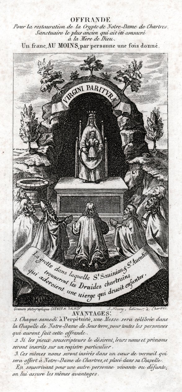 Najświętsza Maryja Panna adorowana przez Druidów. ok. 1850 (grawerowanie) autorstwa . .