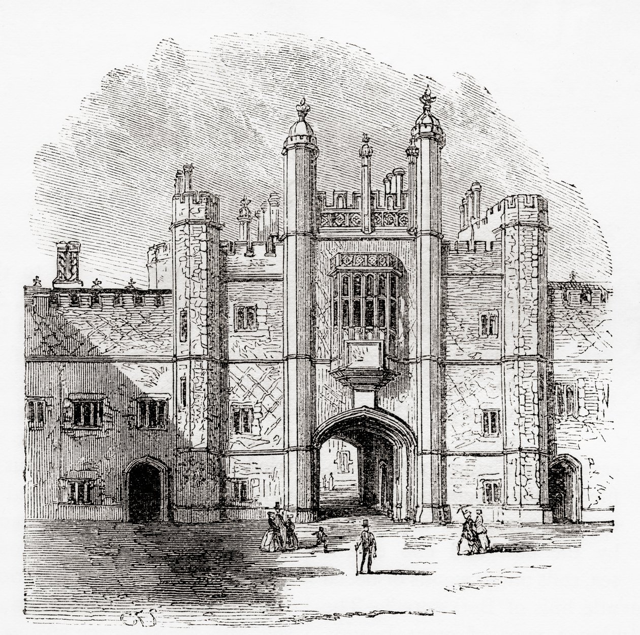 Brama do Eton College w Eton w Berkshire w Anglii, widziana tutaj w XIX wieku. autorstwa . .