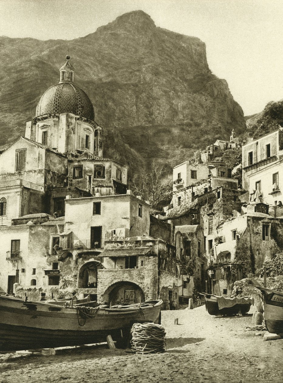 Miasto rybaków Positano, na wybrzeżu Amalfi w pobliżu Neapolu autorstwa Ferdinand Georg Waldmuller