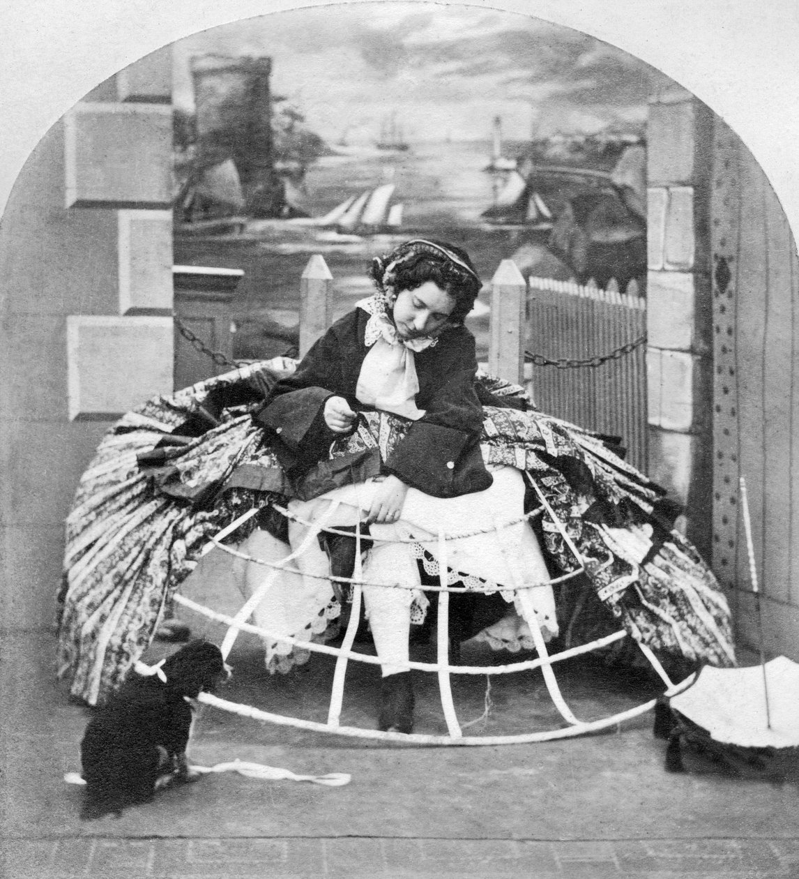 Wielka Brytania : Stereoskopowe zalety krynoliny, c1860 autorstwa Ferdinand Georg Waldmuller