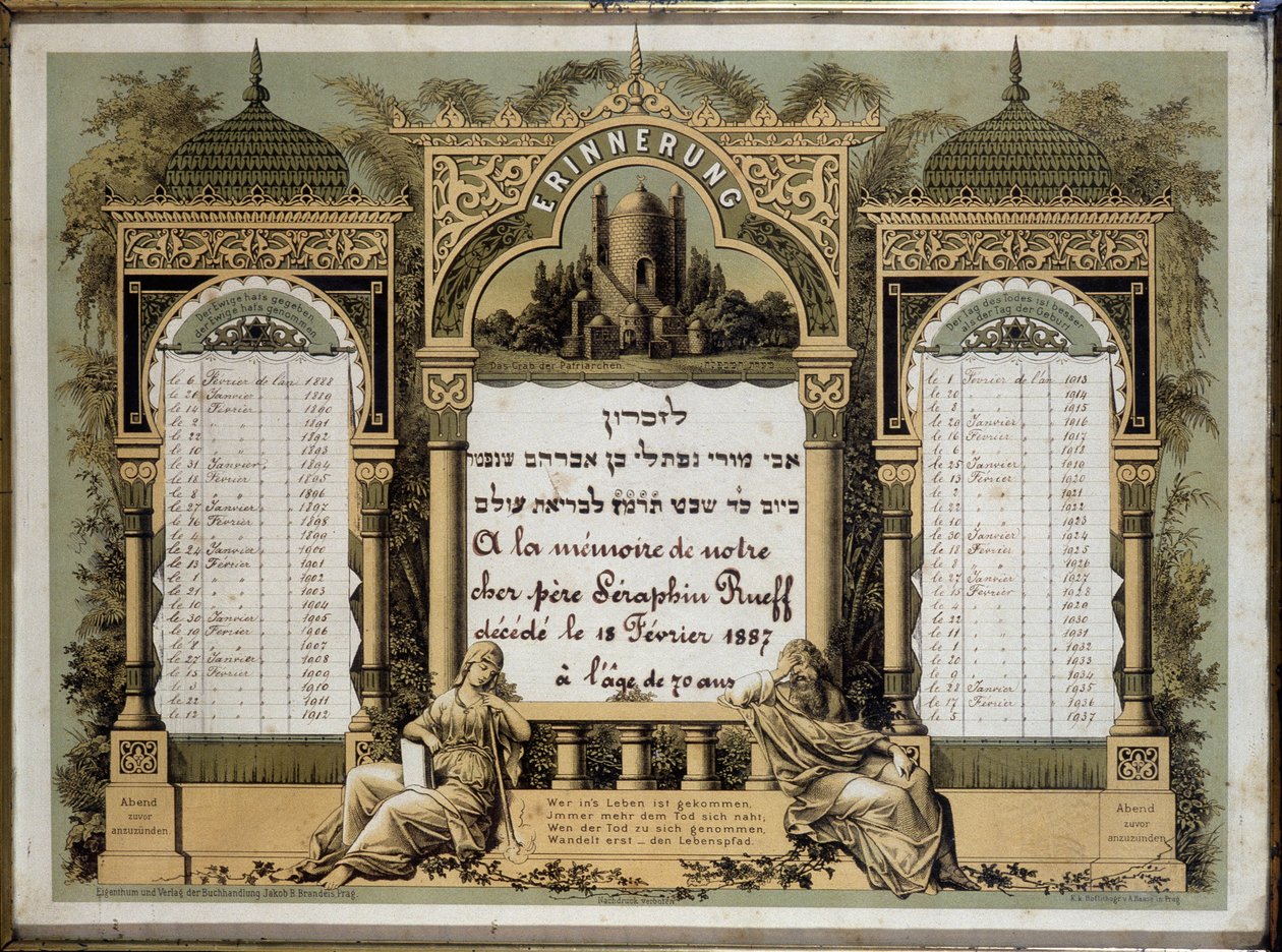 Stół Yahrzeit (kolor lito) autorstwa Hippolyte Lalaise Devéria