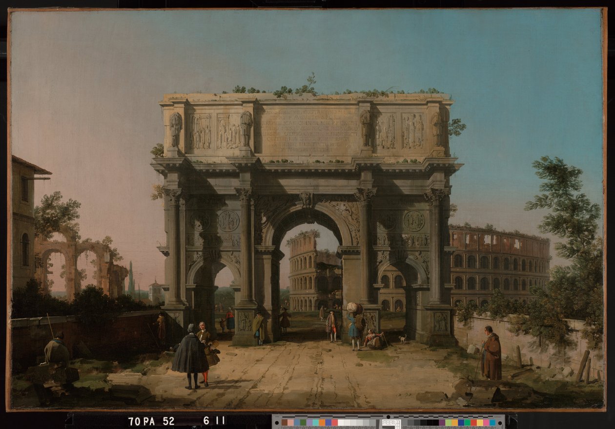 Widok na Łuk Konstantyna z Koloseum autorstwa Canaletto