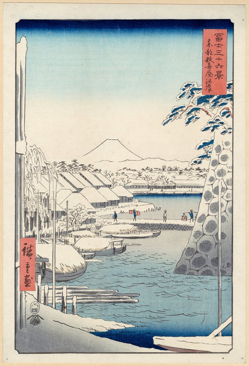 Brzeg rzeki w Sukiya w Edo (Tōto Sukiya-gashi), z serii Trzydzieści sześć widoków góry Fuji (Fuji autorstwa Hiroshige