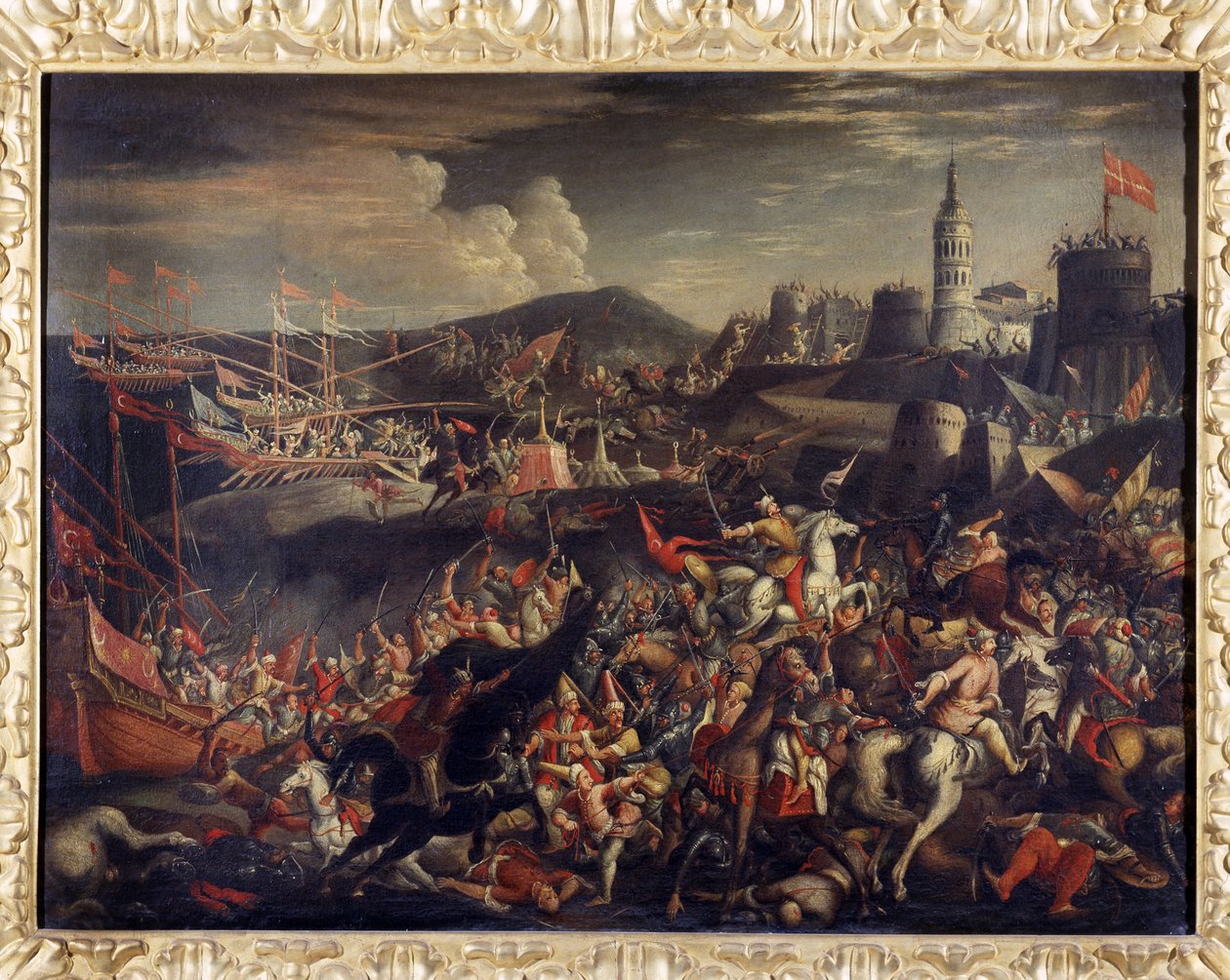 Atak Saracenów na Maltę, broniony przez joannitów w 1565 r. autorstwa Italian School