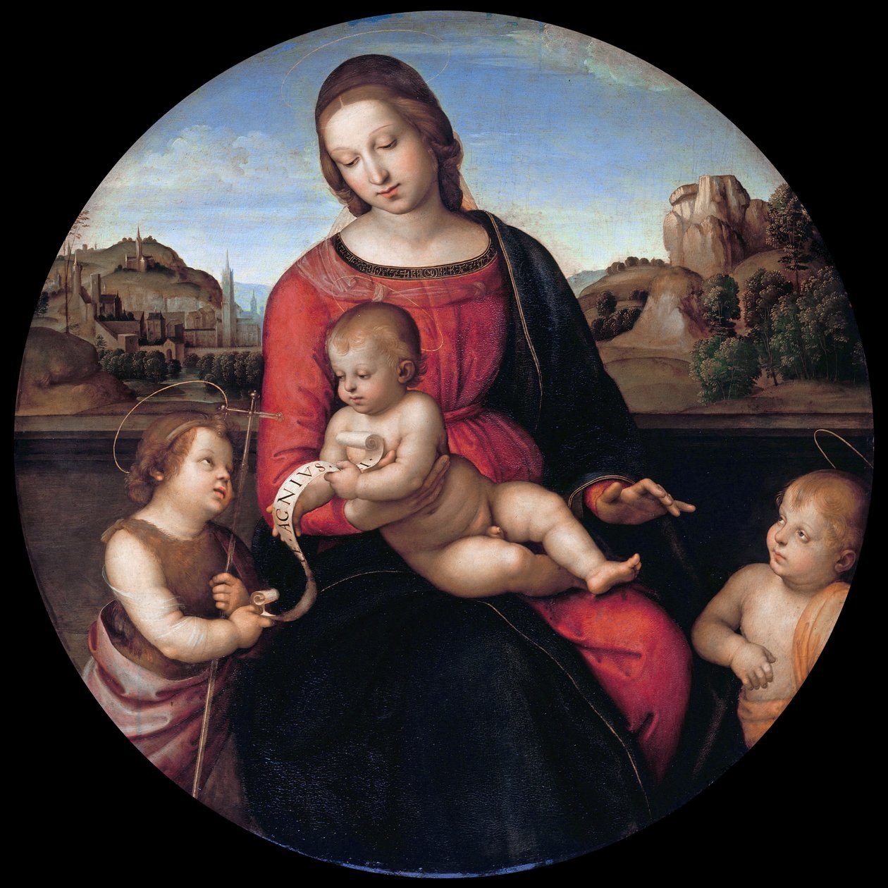 Maryja z Dzieciątkiem, Janem Chrzcicielem i Świętym Chłopcem (Madonna Terranuova) autorstwa Raphael