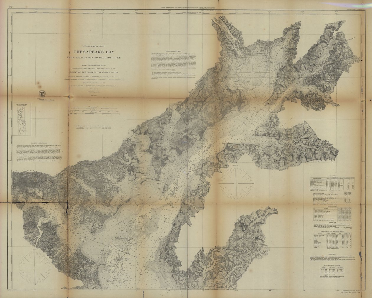 Zatoka Chesapeake od jej głowy do rzeki Potomac autorstwa United States Coast Survey