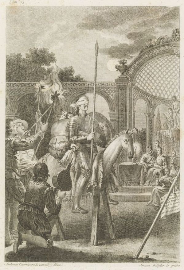 Miguel de Cervantes Saavedra w El Ingenioso Hidalgo Don Kichot de la Mancha autorstwa after Antonio Carnicero