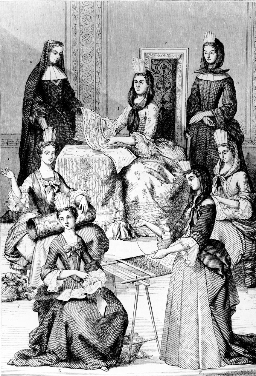 Madame de Saint-Cyr, zakonnica, nowicjuszka i młode dziewczęta czterech klas autorstwa after Chevignard