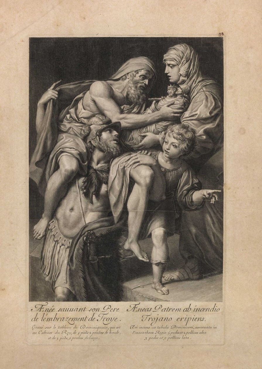 Eneasz ratuje ojca Anchisesa przed spaleniem Troi Aenee sauvant son pere de lembrazement de Troye autorstwa Domenichino