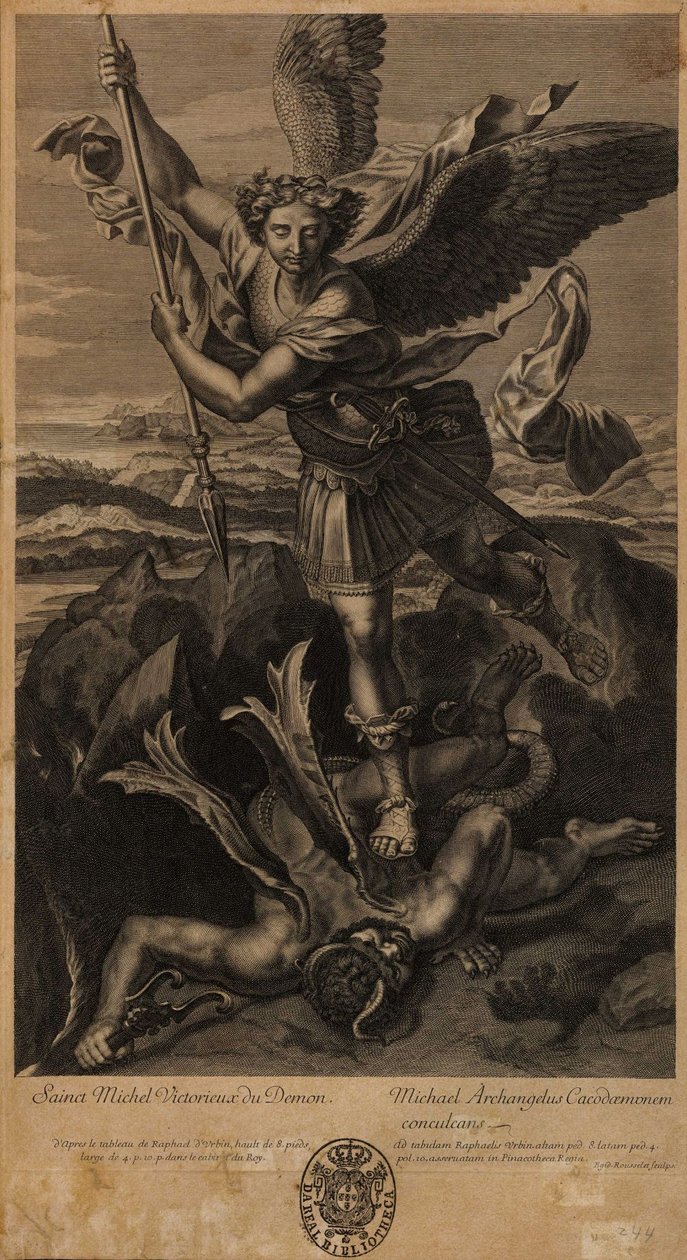 Święty Michał pokonujący Szatana Święty Michał zwyciężający Demona autorstwa after Raphael