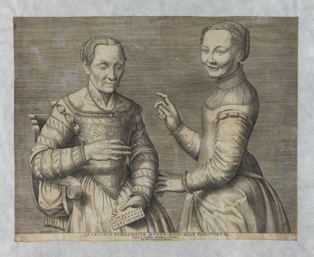 Stara kobieta i śmiejąca się dziewczyna autorstwa after Sofonisba Anguissola