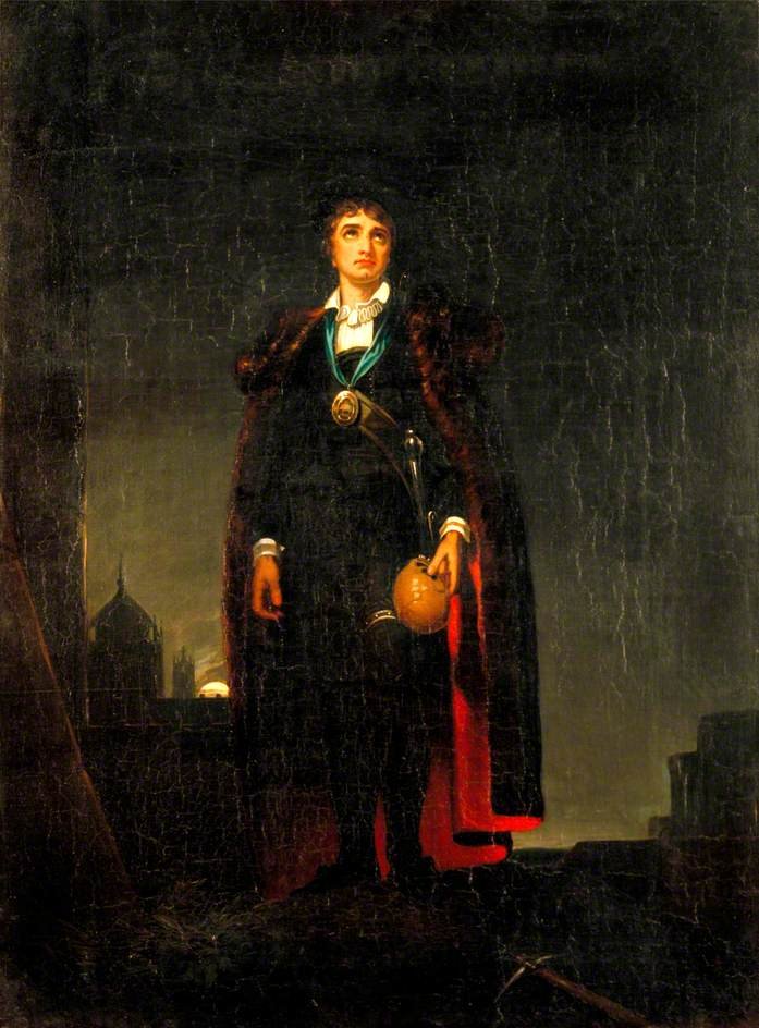 John Philip Kemble jako Hamlet w Hamlecie Williama Szekspira autorstwa after Thomas Lawrence