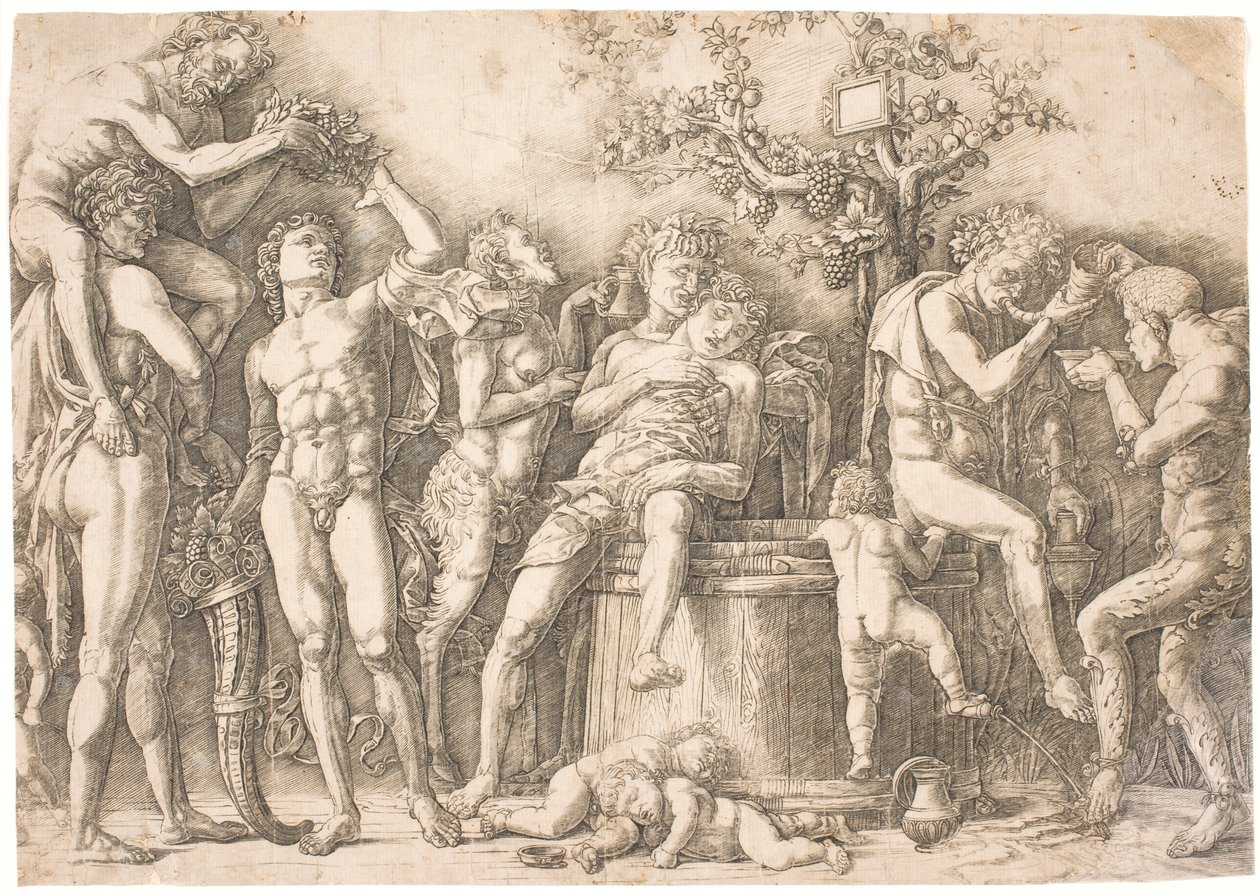 Tylny kanał przy beczce wina autorstwa after Andrea Mantegna